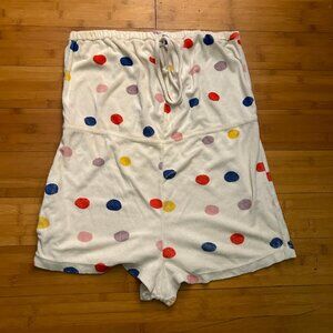 Vintage Terry Cloth Polka Dot Romper Size Small